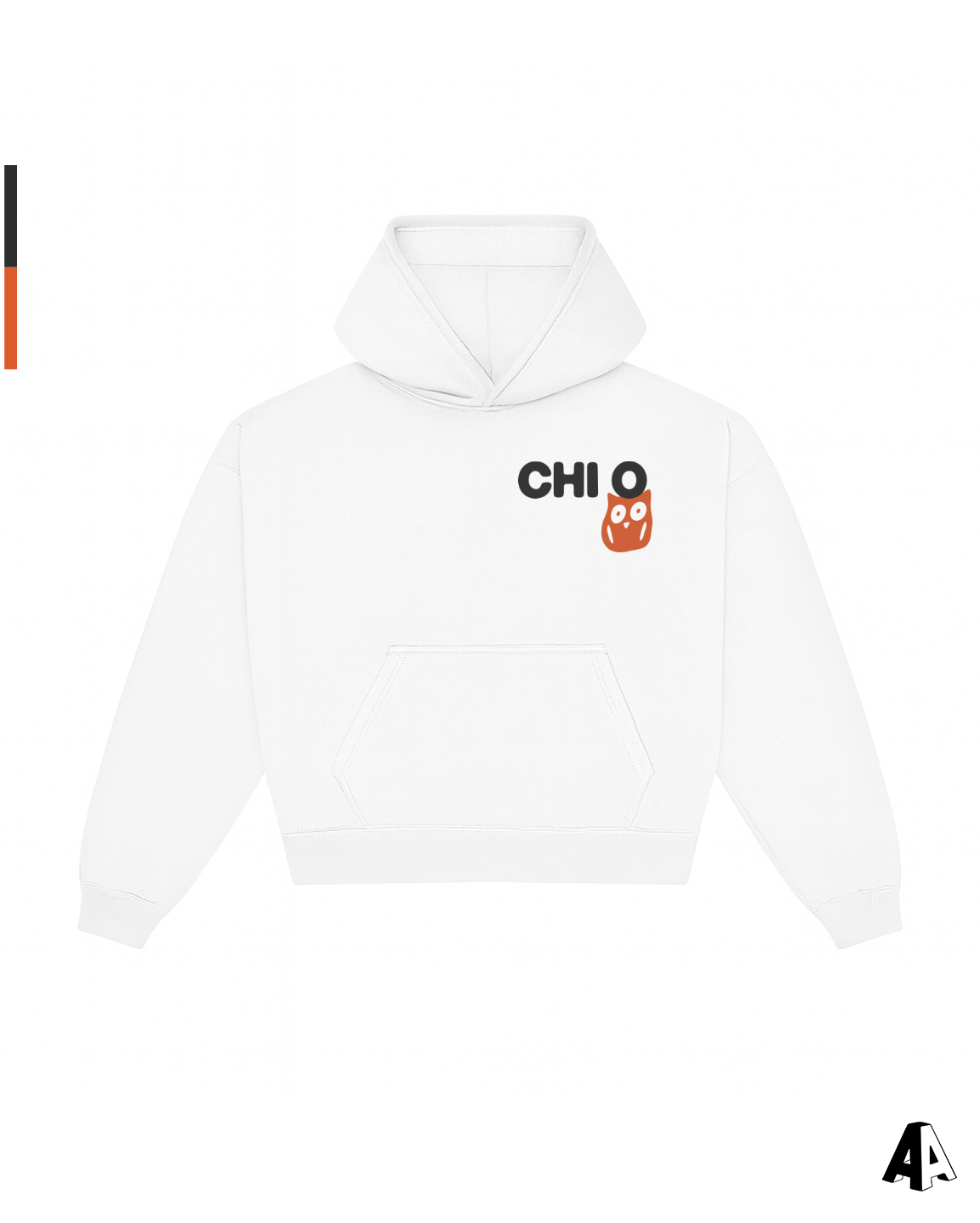 Chi Omega Free Spirit White Hoodie by Alpha Apparel Co. – front view