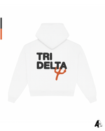 Delta Delta Delta Free Spirit White Hoodie by Alpha Apparel Co. – back view