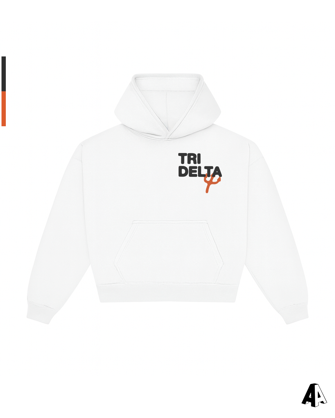 Delta Delta Delta Free Spirit White Hoodie by Alpha Apparel Co. – front view