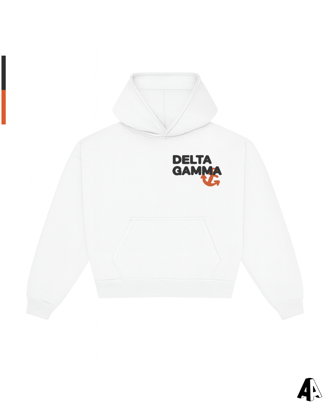 Delta Gamma Free Spirit White Hoodie by Alpha Apparel Co. – front view