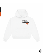 Delta Gamma Free Spirit White Hoodie by Alpha Apparel Co. – front view