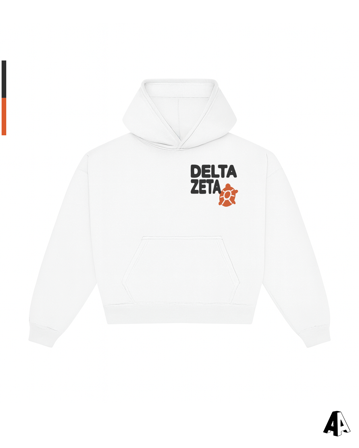 Delta Zeta Free Spirit White Hoodie by Alpha Apparel Co. – front view