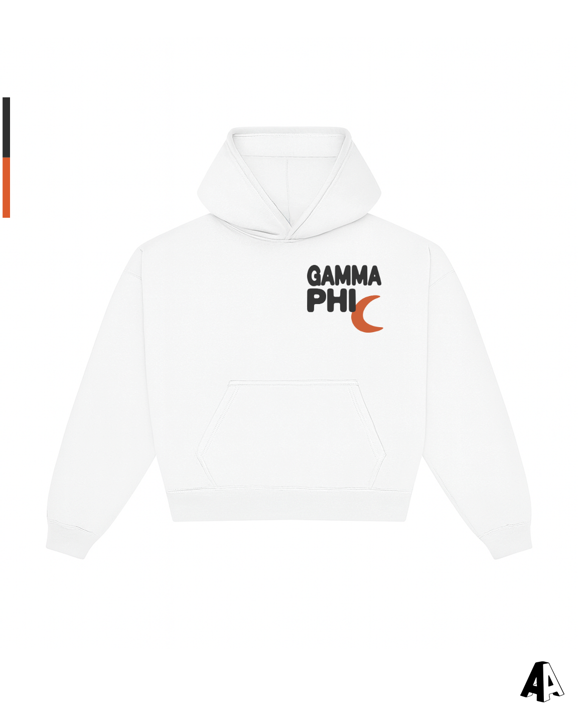 Gamma Phi Beta Free Spirit White Hoodie by Alpha Apparel Co. – front view