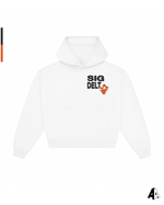 Sigma Delta Tau Free Spirit White Hoodie by Alpha Apparel Co. – front view