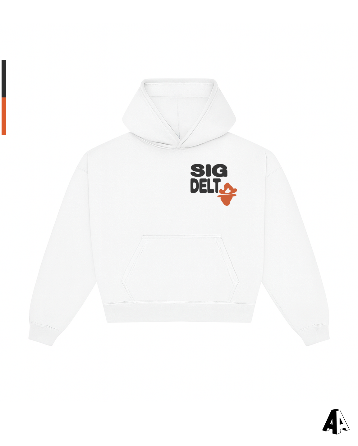 Sigma Delta Tau Free Spirit White Hoodie by Alpha Apparel Co. – front view