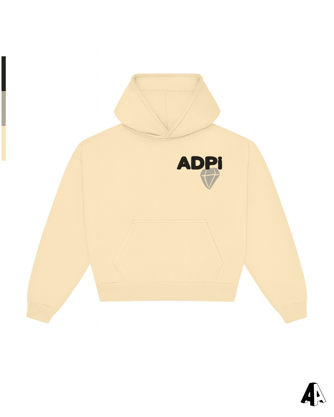 Alpha Delta Pi Free Spirit Light Yellow Hoodie by Alpha Apparel Co. – front view