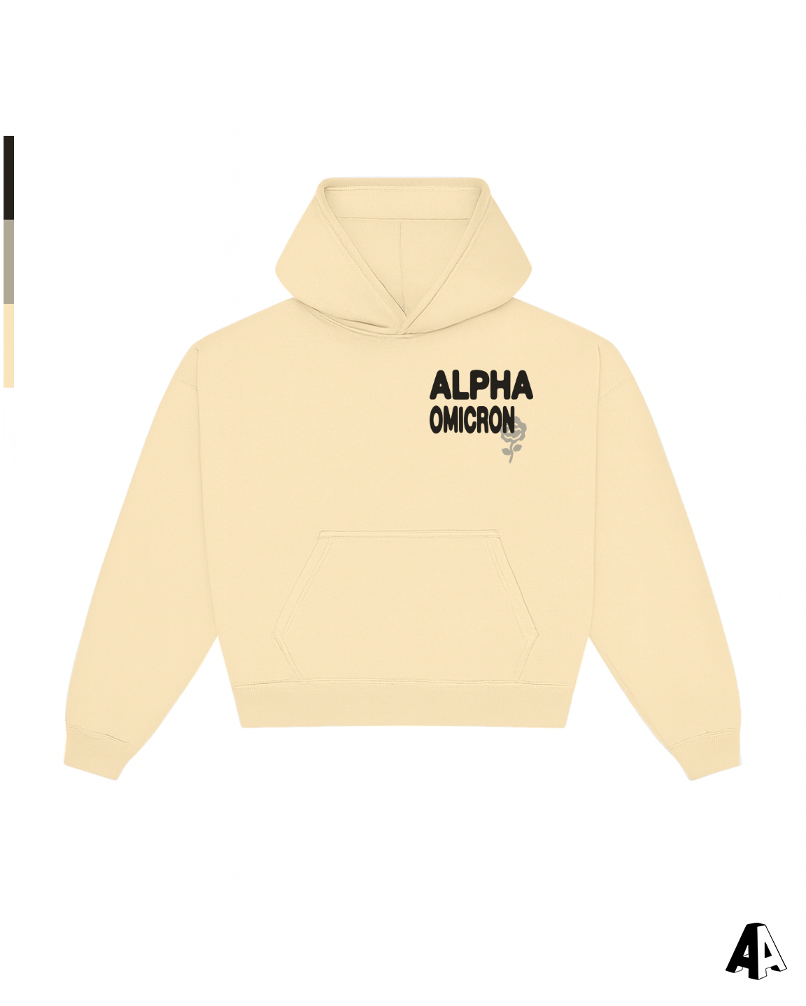 Alpha Omicron Pi Free Spirit Light Yellow Hoodie by Alpha Apparel Co. – front view