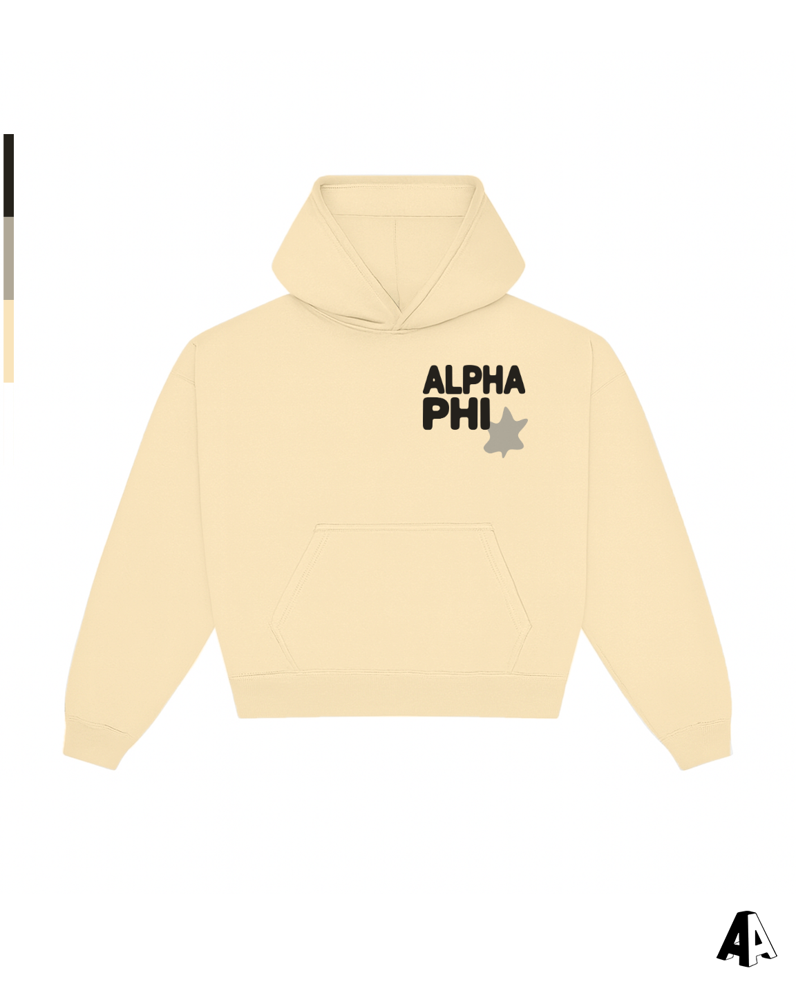 Alpha Phi Free Spirit Light Yellow Hoodie by Alpha Apparel Co. – front view