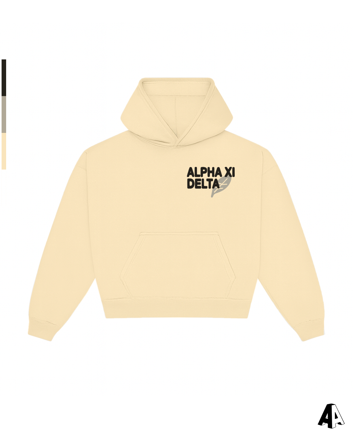 Alpha Xi Delta Free Spirit Light Yellow Hoodie by Alpha Apparel Co. – front view