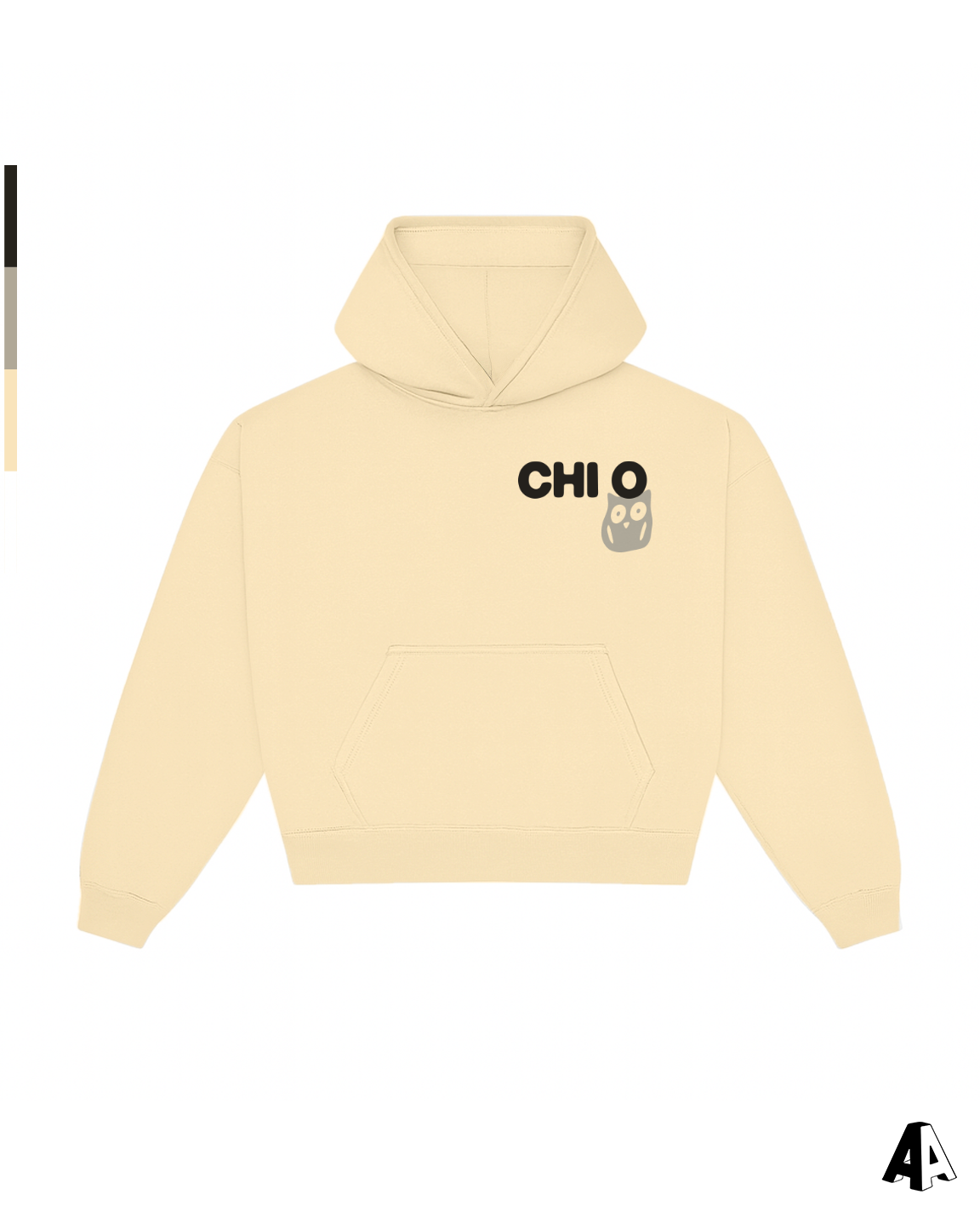 Chi Omega Free Spirit Light Yellow Hoodie by Alpha Apparel Co. – front view