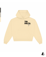 Delta Delta Delta Free Spirit Light Yellow Hoodie by Alpha Apparel Co. – front view