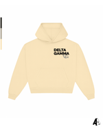Delta Gamma Free Spirit Light Yellow Hoodie by Alpha Apparel Co. – front view