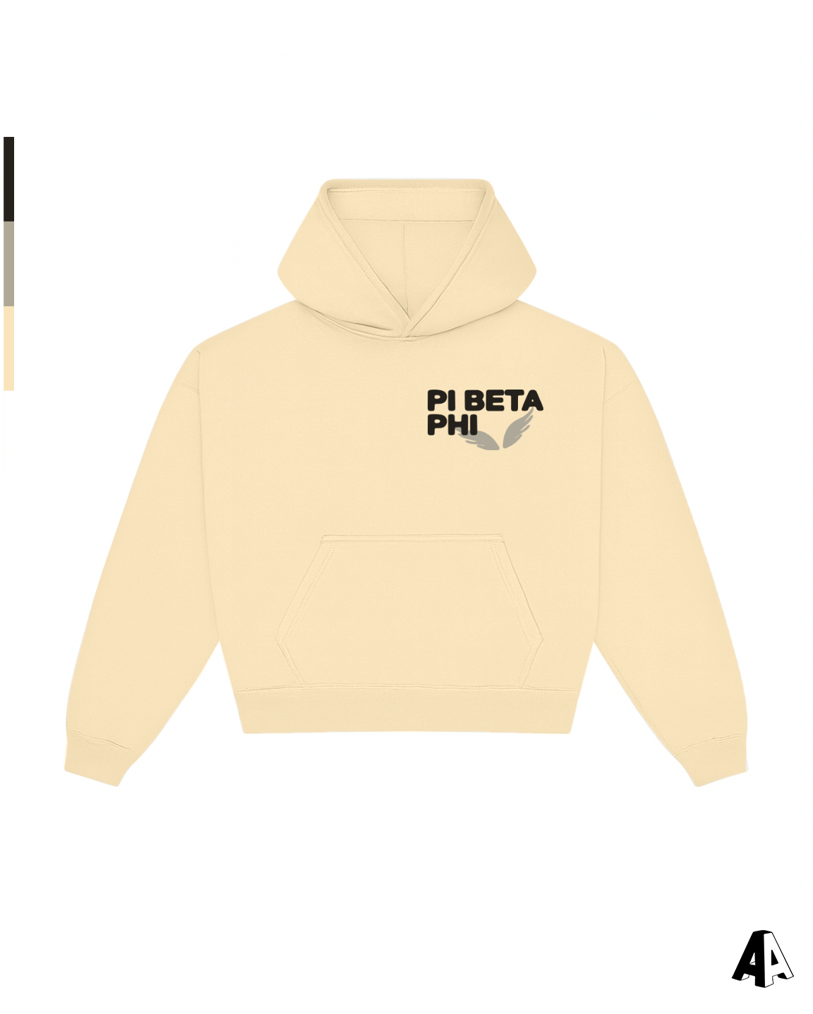 Pi Beta Phi Free Spirit Light Yellow Hoodie by Alpha Apparel Co. – front view