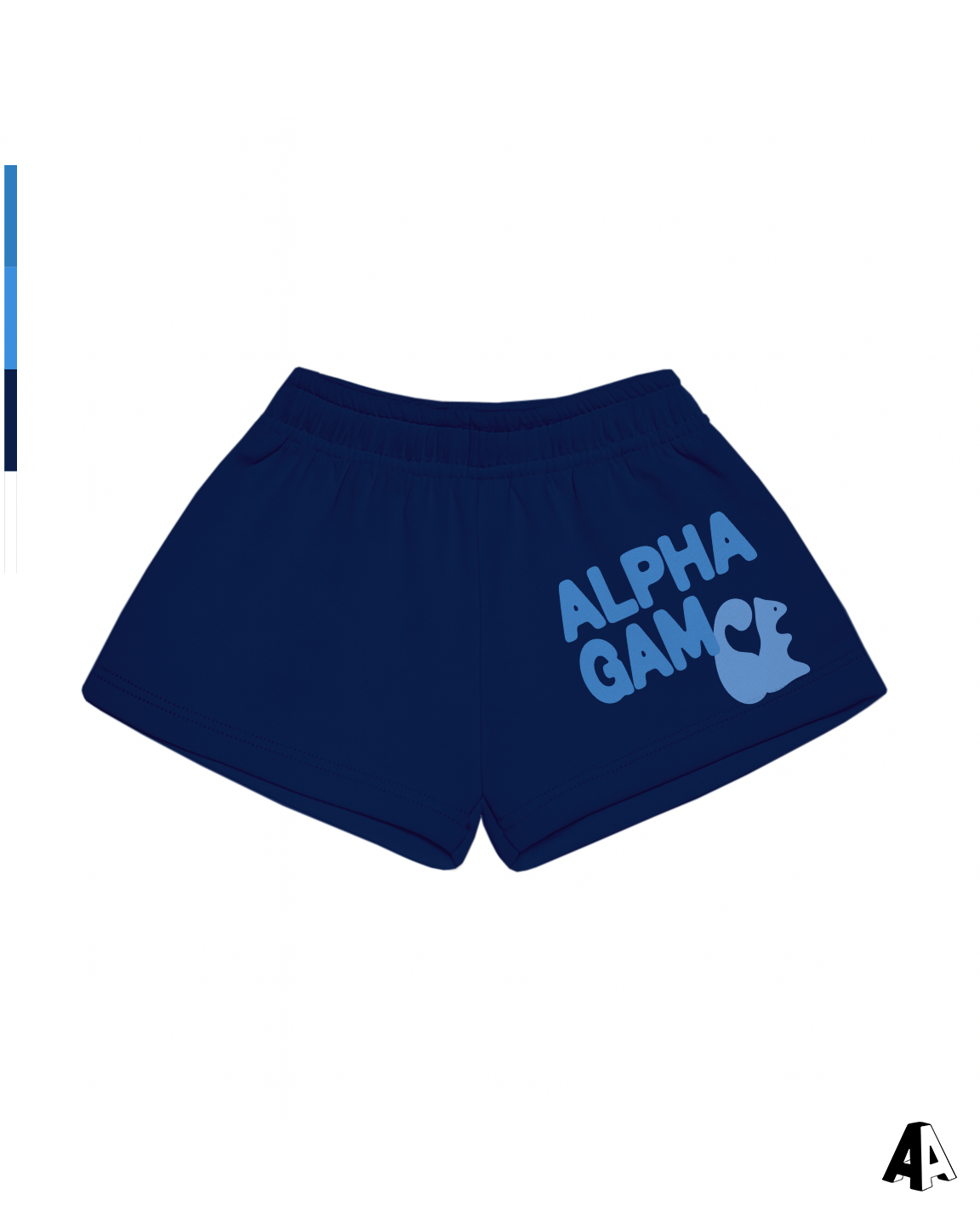 Alpha Gamma Delta Free Spirit Navy Shorts by Alpha Apparel Co. – front view