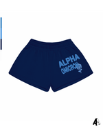 Alpha Omicron Pi Free Spirit Navy Shorts by Alpha Apparel Co. – front view