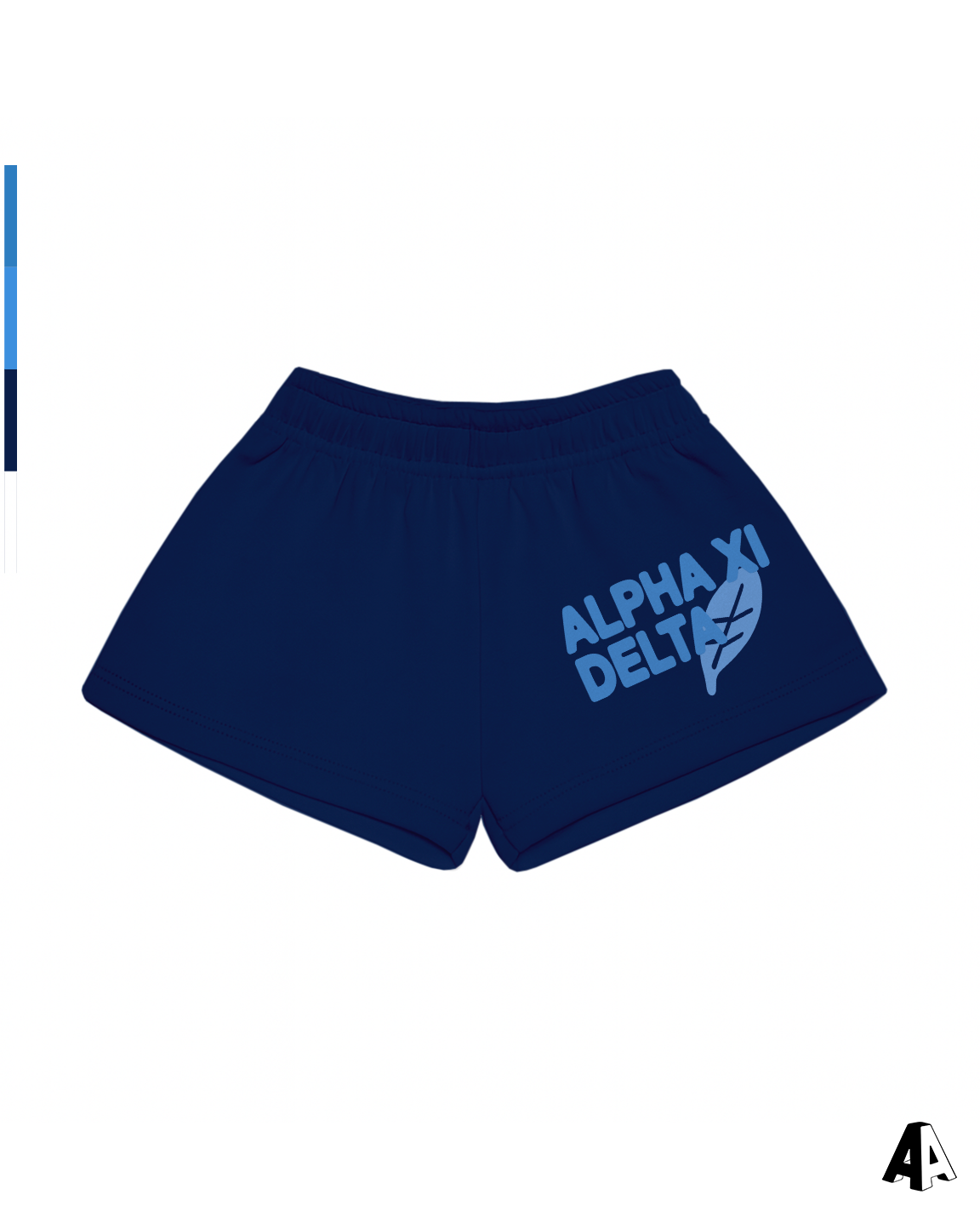 Alpha Xi Delta Free Spirit Navy Shorts by Alpha Apparel Co. – front view