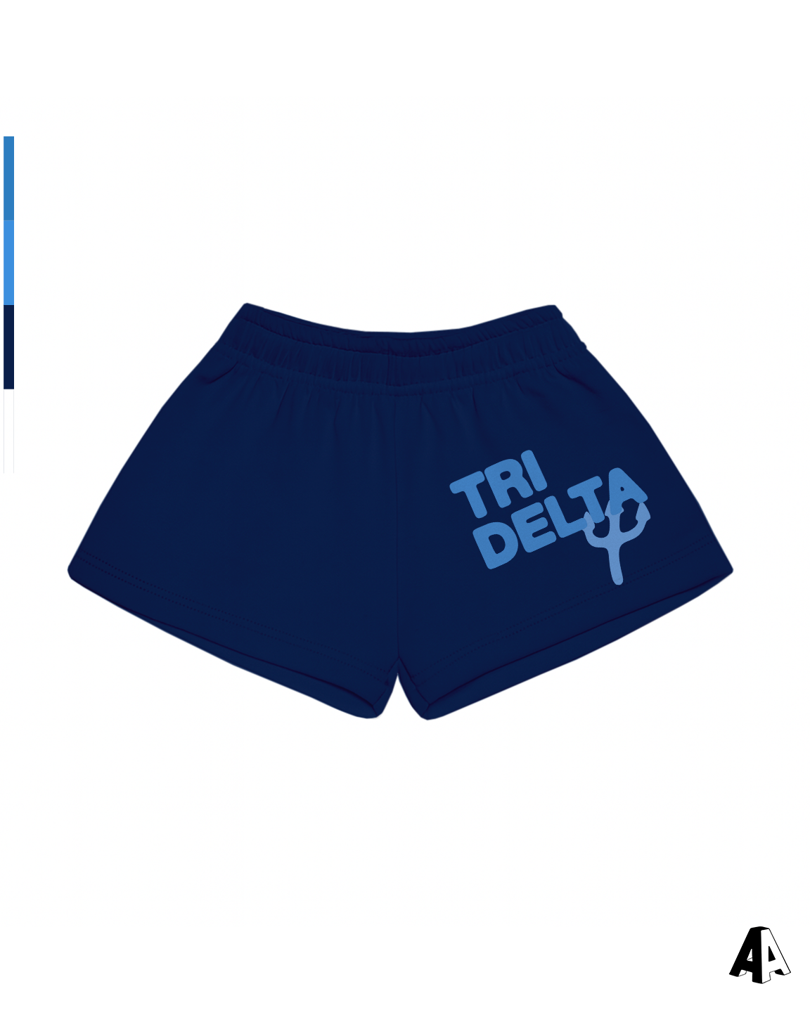 Delta Delta Delta Free Spirit Navy Shorts by Alpha Apparel Co. – front view