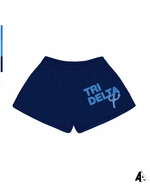 Delta Delta Delta Free Spirit Navy Shorts by Alpha Apparel Co. – front view