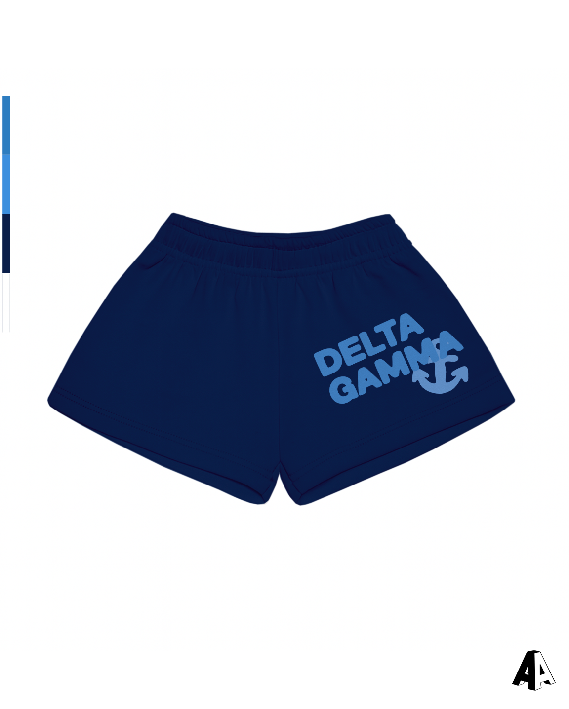 Delta Gamma Free Spirit Navy Shorts by Alpha Apparel Co. – front view
