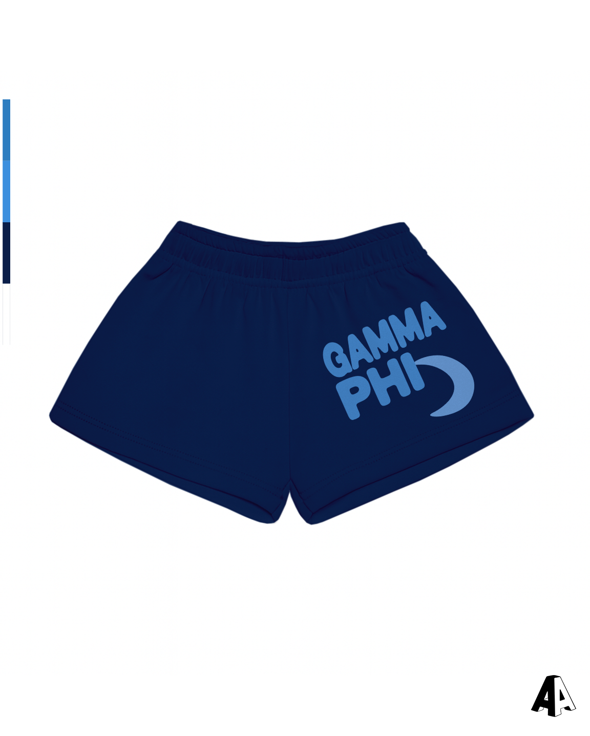 Gamma Phi Beta Free Spirit Navy Shorts by Alpha Apparel Co. – front view