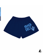 Sigma Delta Tau Free Spirit Navy Shorts by Alpha Apparel Co. – front view