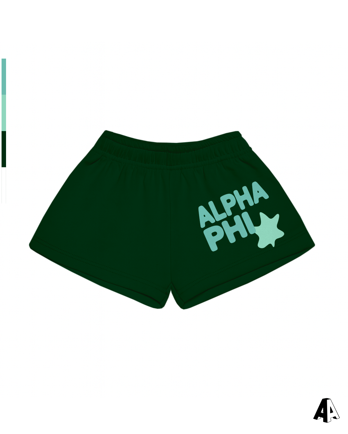Alpha Phi Free Spirit Forest Green Shorts by Alpha Apparel Co. – front view