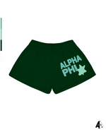 Alpha Phi Free Spirit Forest Green Shorts by Alpha Apparel Co. – front view