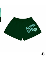 Alpha Chi Omega Free Spirit Forest Green Shorts by Alpha Apparel Co. – front view