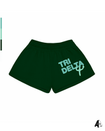 Delta Delta Delta Free Spirit Forest Green Shorts by Alpha Apparel Co. – front view
