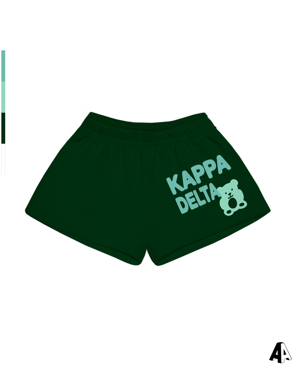 Kappa Delta Free Spirit Forest Green Shorts by Alpha Apparel Co. – front view