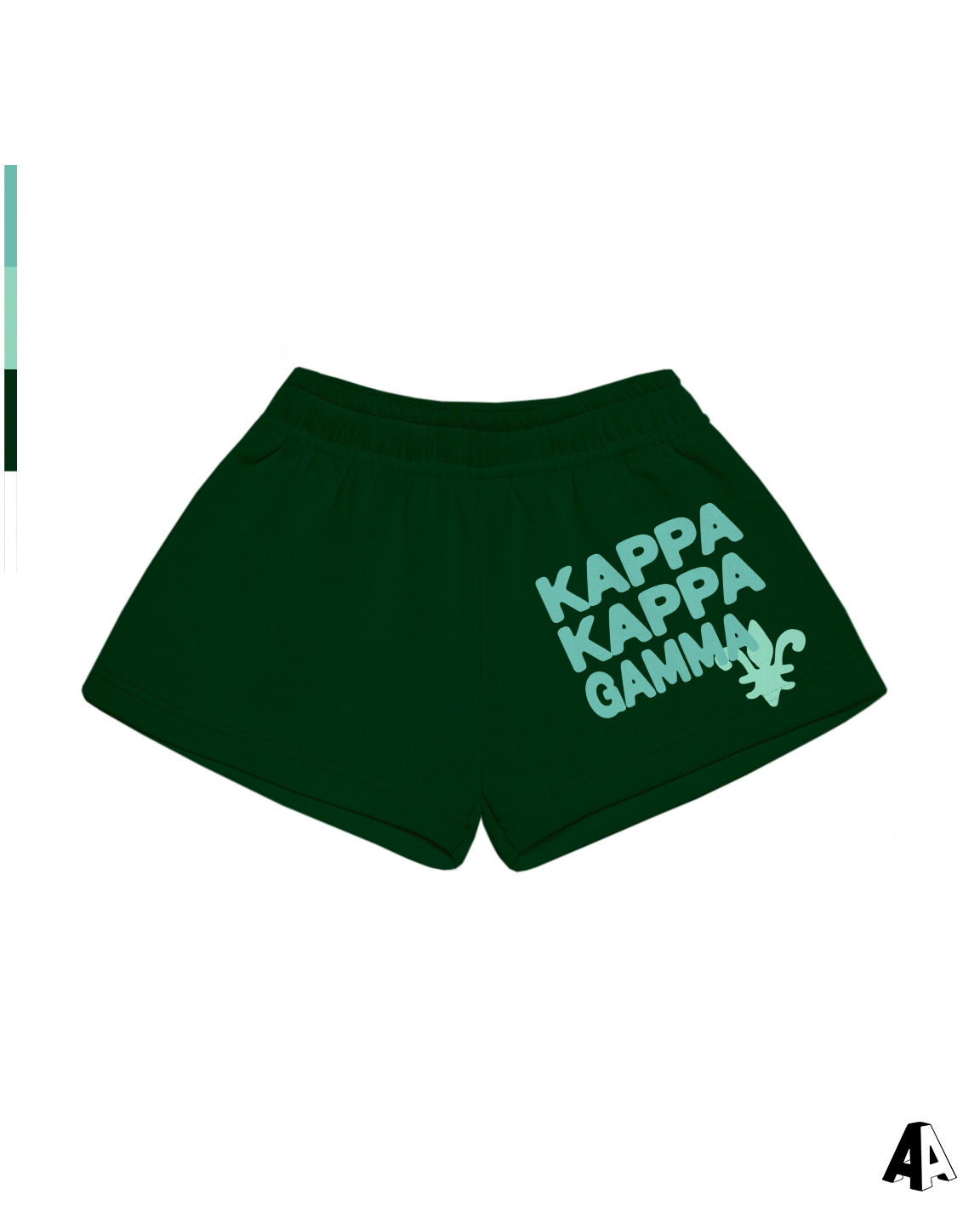 Kappa Kappa Gamma Free Spirit Forest Green Shorts by Alpha Apparel Co. – front view