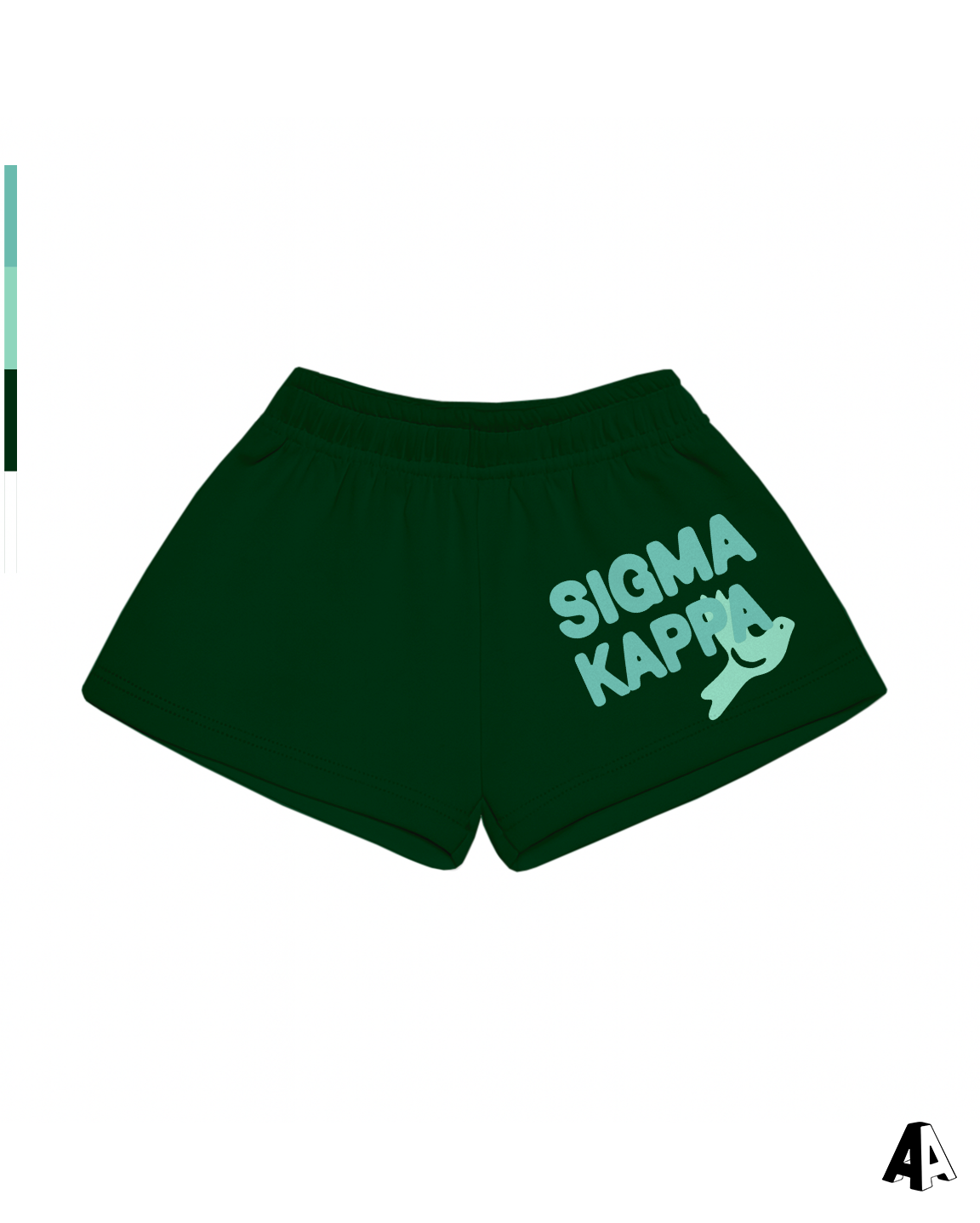 Sigma Kappa Free Spirit Forest Green Shorts by Alpha Apparel Co. – front view