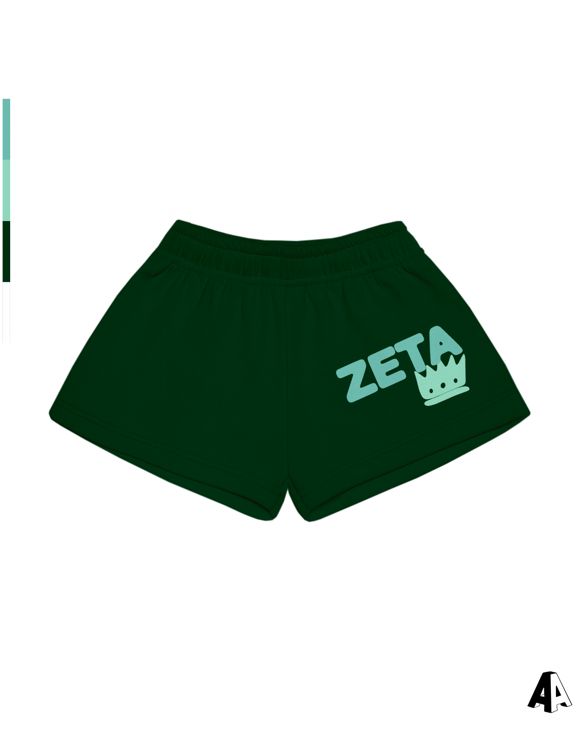 Zeta Tau Alpha Free Spirit Forest Green Shorts by Alpha Apparel Co. – front view