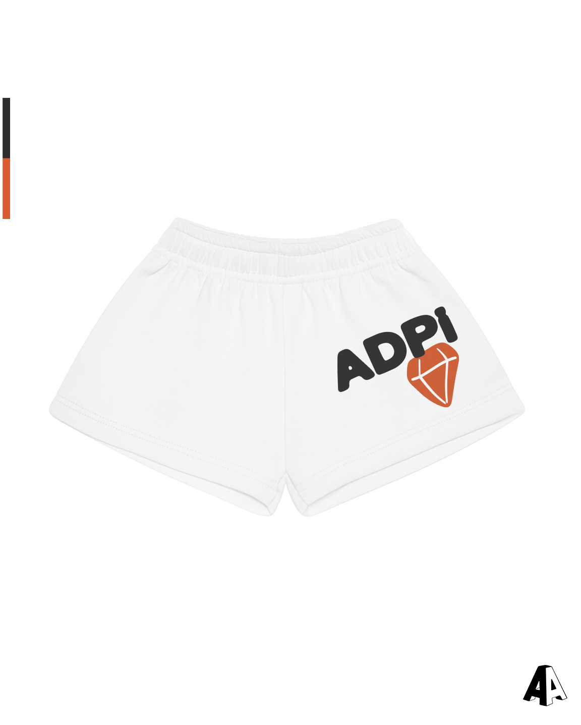 Alpha Chi Omega Free Spirit White Shorts by Alpha Apparel Co. – front view