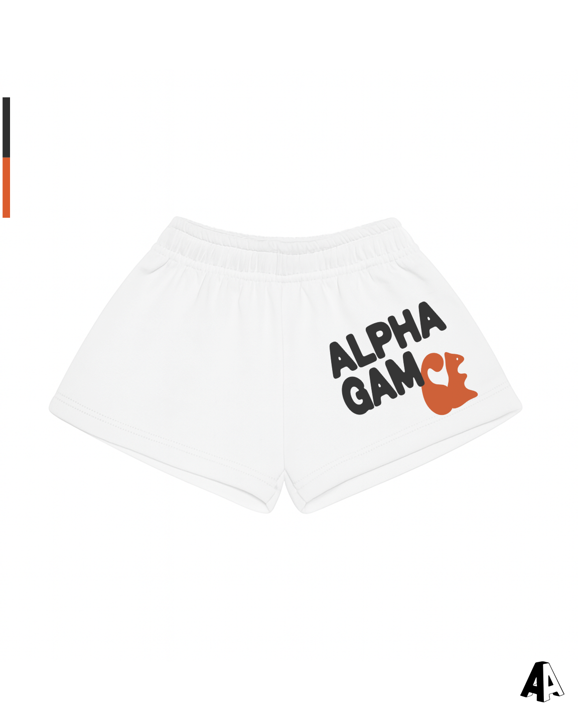 Alpha Gamma Delta Free Spirit White Shorts by Alpha Apparel Co. – front view