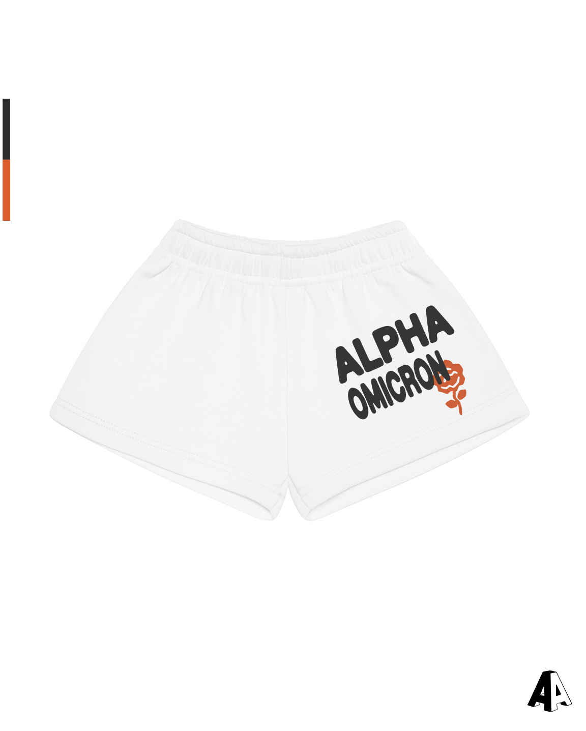 Alpha Omicron Pi Free Spirit White Shorts by Alpha Apparel Co. – front view