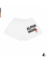 Alpha Omicron Pi Free Spirit White Shorts by Alpha Apparel Co. – front view