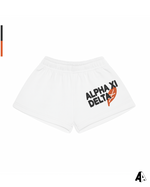 Alpha Xi Delta Free Spirit White Shorts by Alpha Apparel Co. – front view