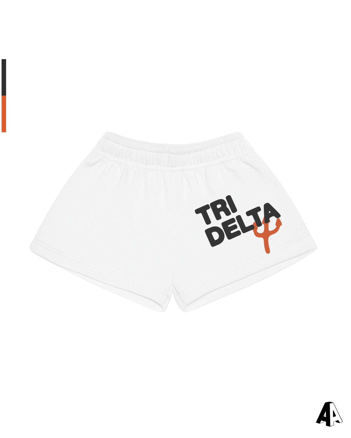 Delta Delta Delta Free Spirit White Shorts by Alpha Apparel Co. – front view