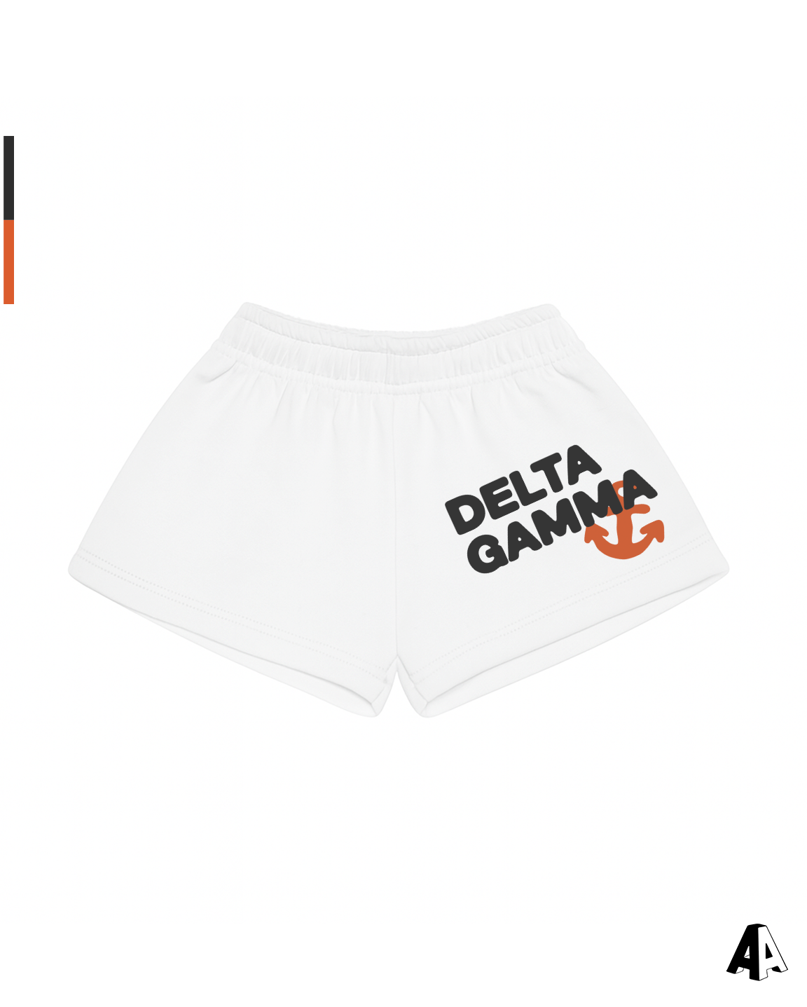 Delta Gamma Free Spirit White Shorts by Alpha Apparel Co. – front view