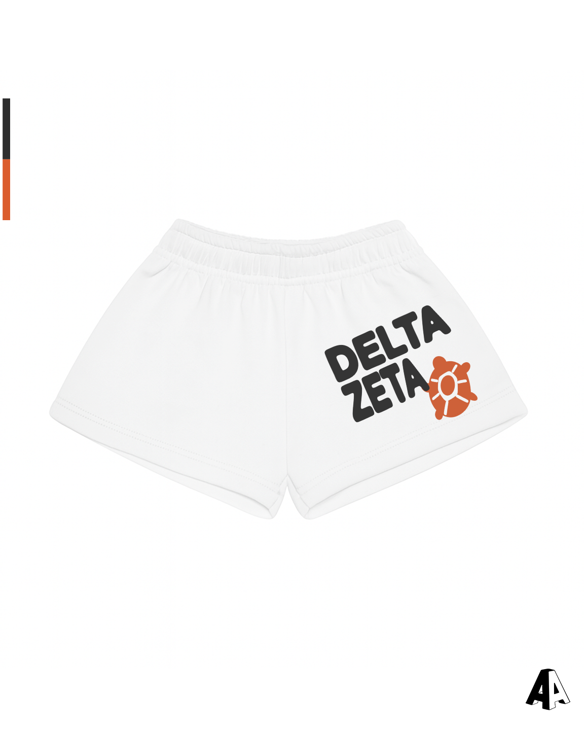 Delta Zeta Free Spirit White Shorts by Alpha Apparel Co. – front view