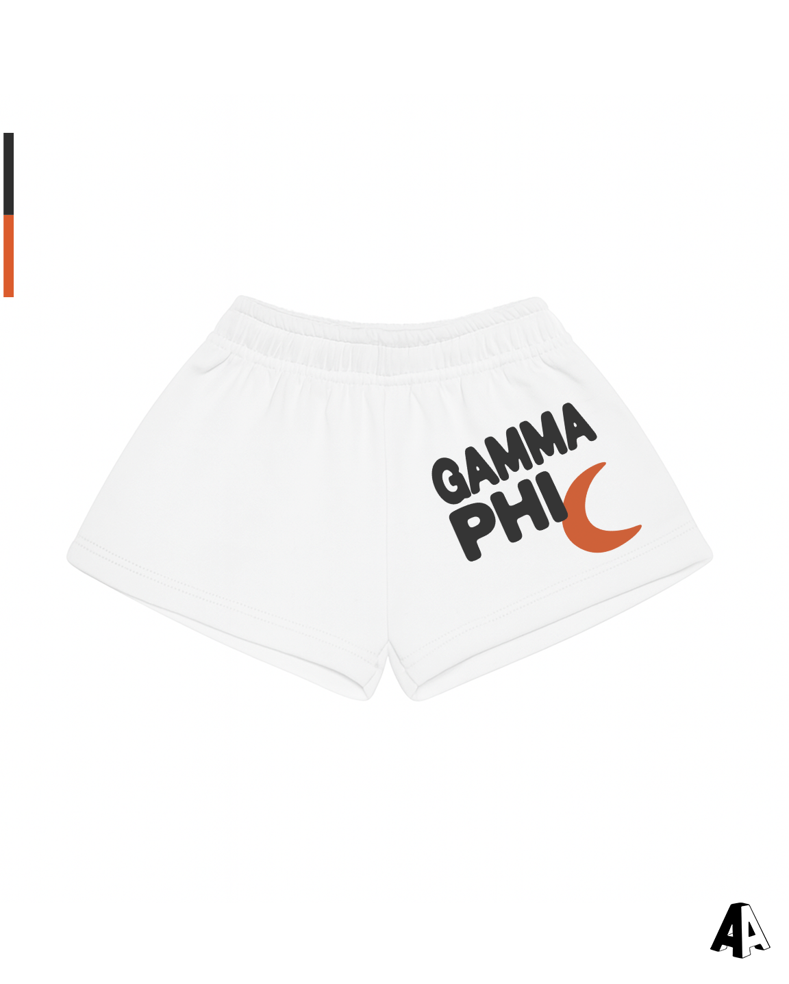 Gamma Phi Beta Free Spirit White Shorts by Alpha Apparel Co. – front view