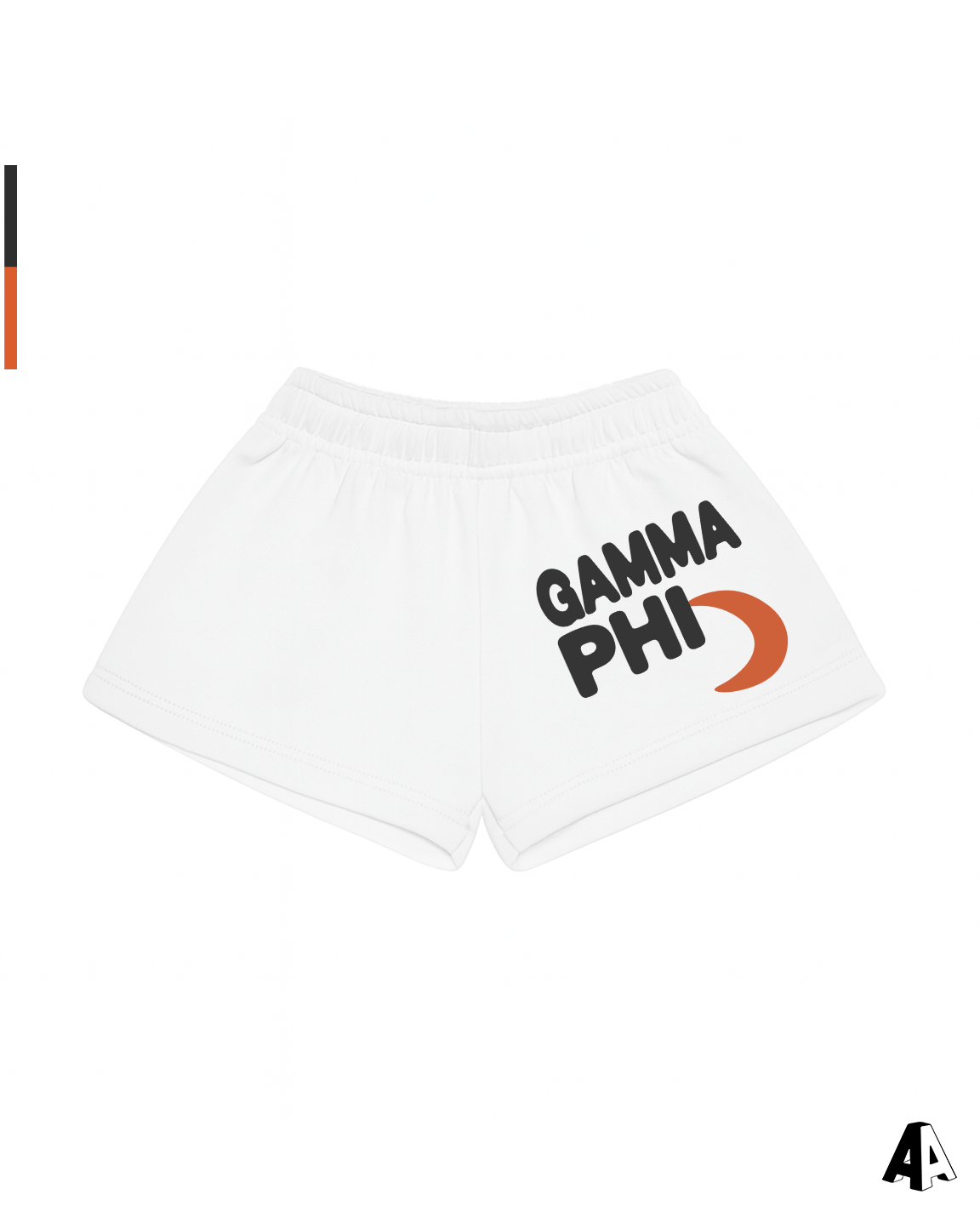 Gamma Phi Beta Free Spirit White Shorts by Alpha Apparel Co. – front view