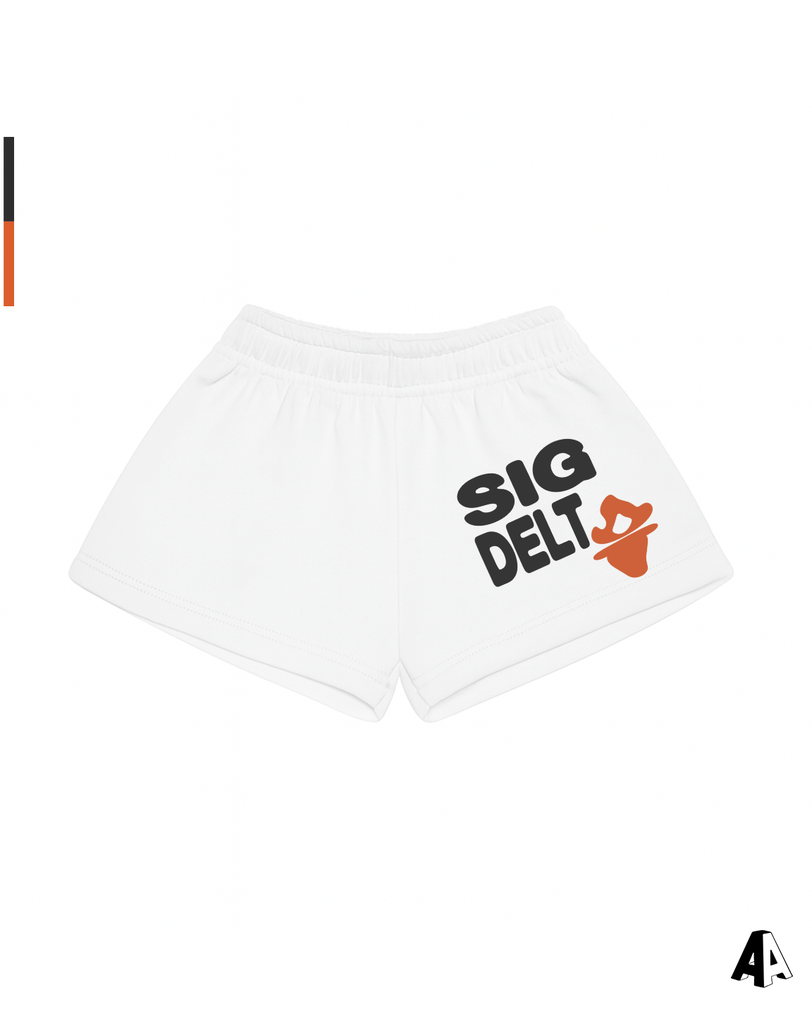 Sigma Delta Tau Free Spirit White Shorts by Alpha Apparel Co. – front view