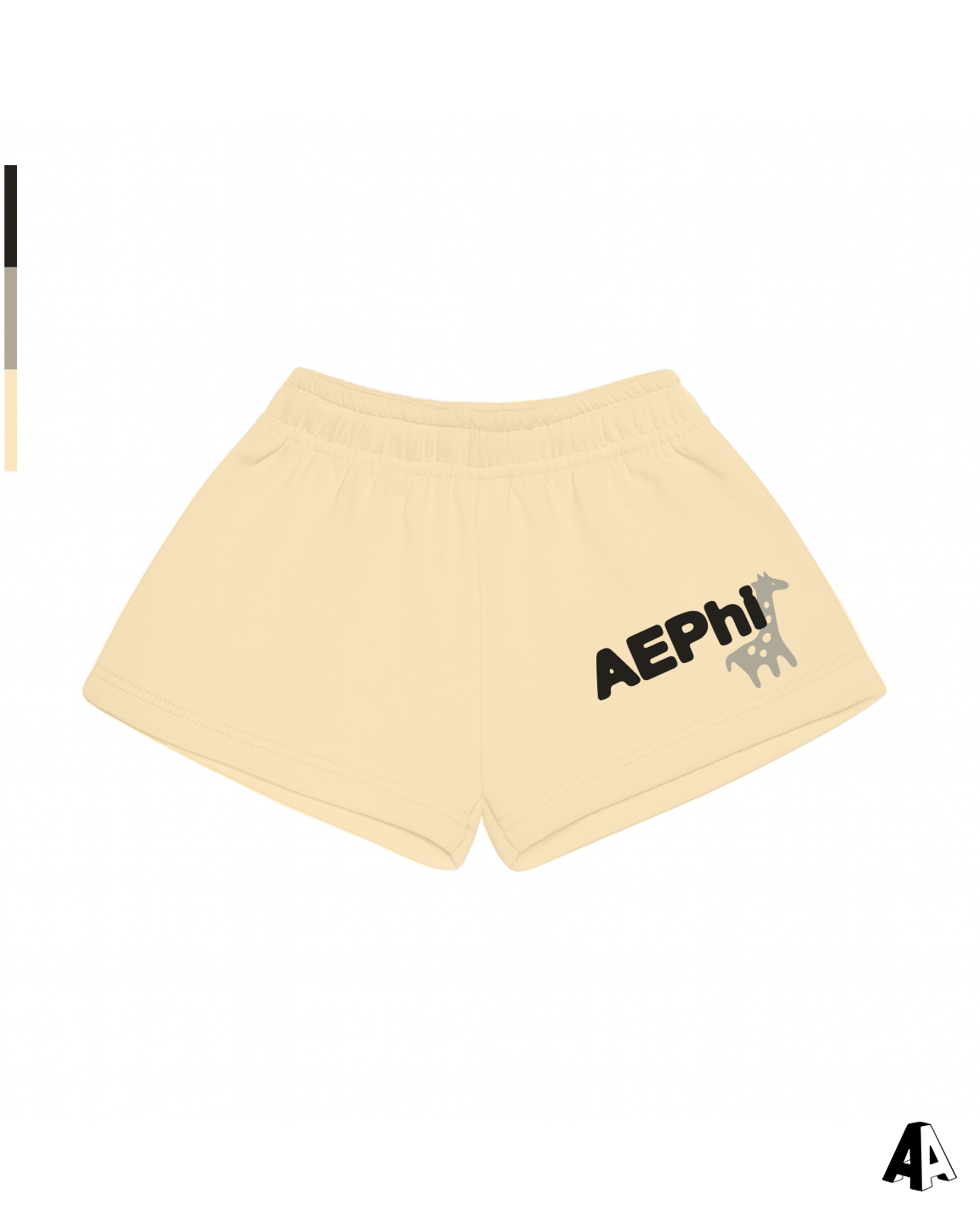 Alpha Epsilon Phi Free Spirit Light Yellow Shorts by Alpha Apparel Co. – front view