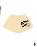 Alpha Gamma Delta Free Spirit Light Yellow Shorts by Alpha Apparel Co. – front view