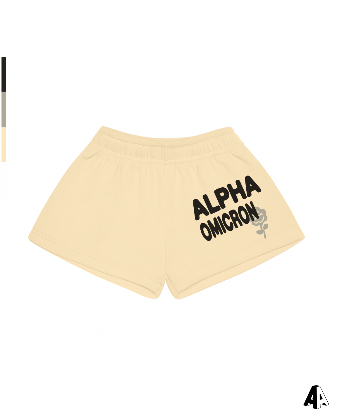 Alpha Omicron Pi Free Spirit Light Yellow Shorts by Alpha Apparel Co. – front view