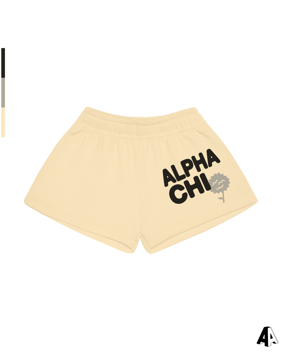 Alpha Chi Omega Free Spirit Light Yellow Shorts by Alpha Apparel Co. – front view