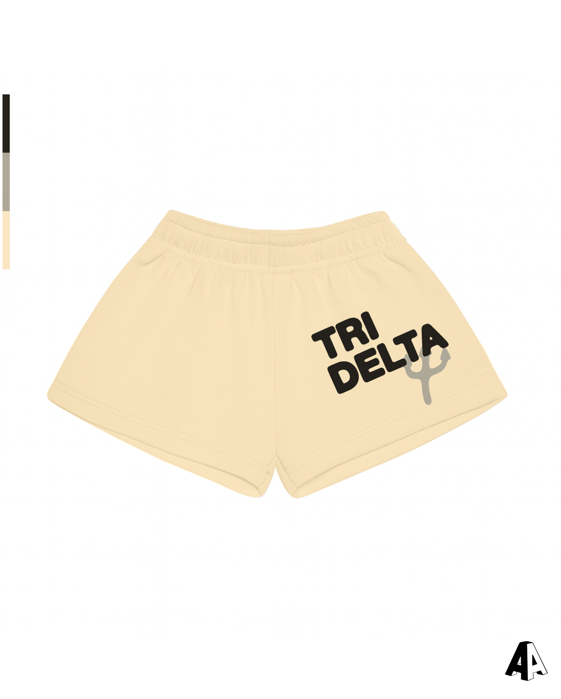 Delta Delta Delta Free Spirit Light Yellow Shorts by Alpha Apparel Co. – front view