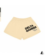 Delta Gamma Free Spirit Light Yellow Shorts by Alpha Apparel Co. – front view